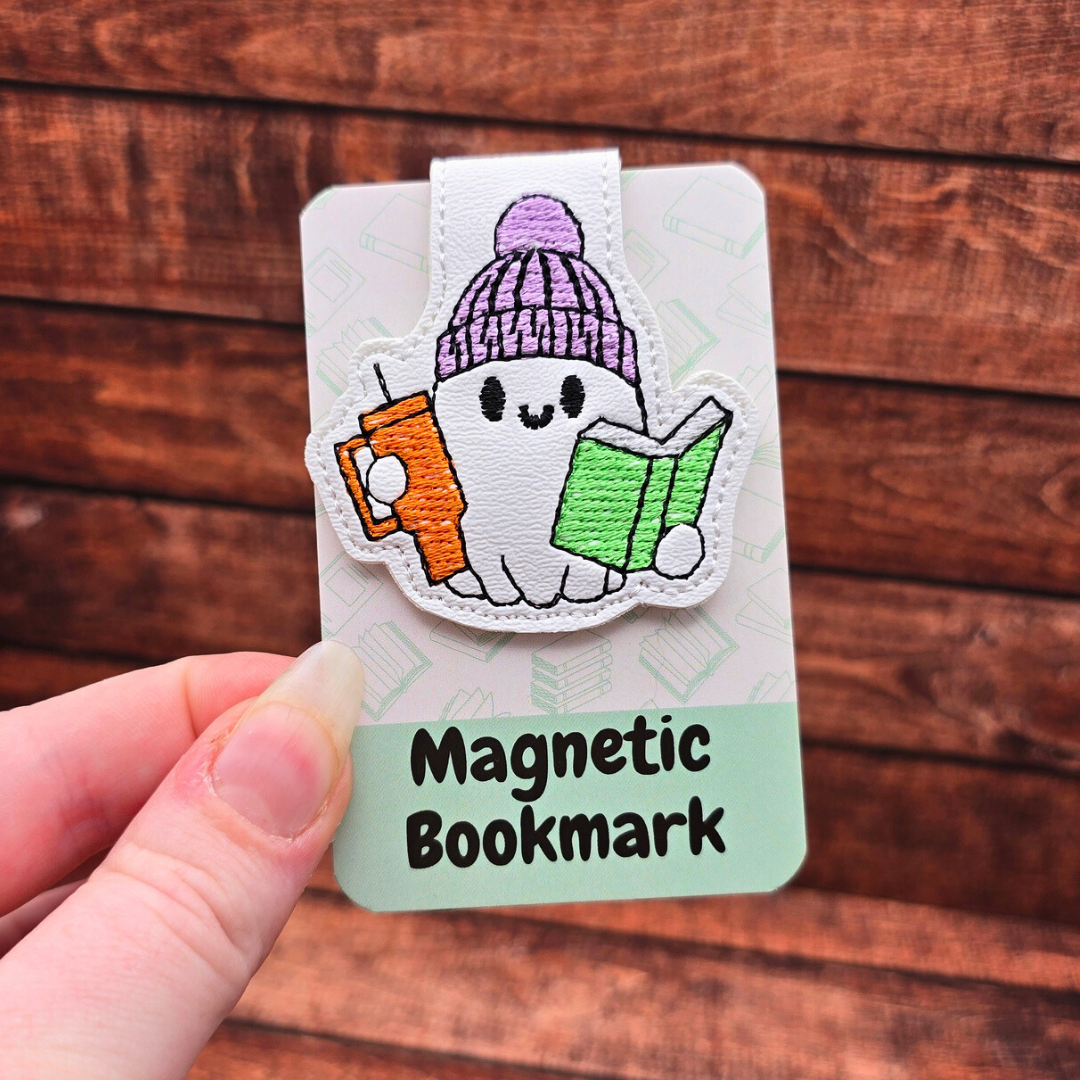 Beanie Ghost | Embroidered Magnetic Bookmark