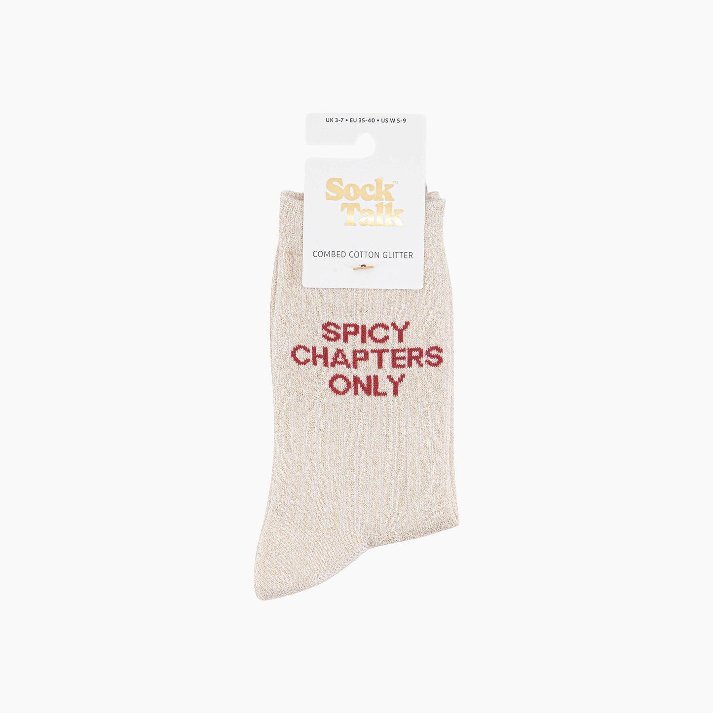 Spicy Chapters Combed Cotton Glitter Socks in Cream