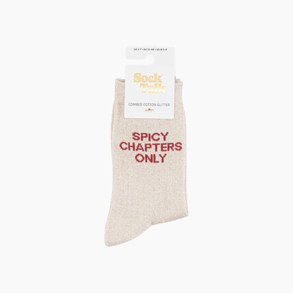 Spicy Chapters Combed Cotton Glitter Socks in Cream