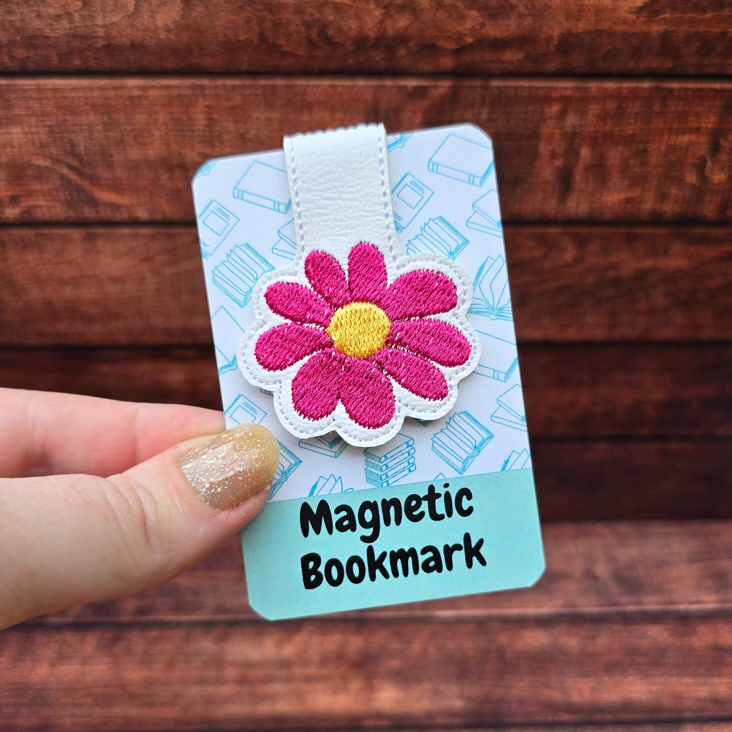 Bold Flower | Embroidered Magnetic Bookmark | Book Accessory