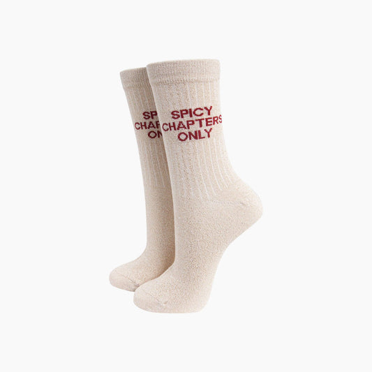Spicy Chapters Combed Cotton Glitter Socks in Cream