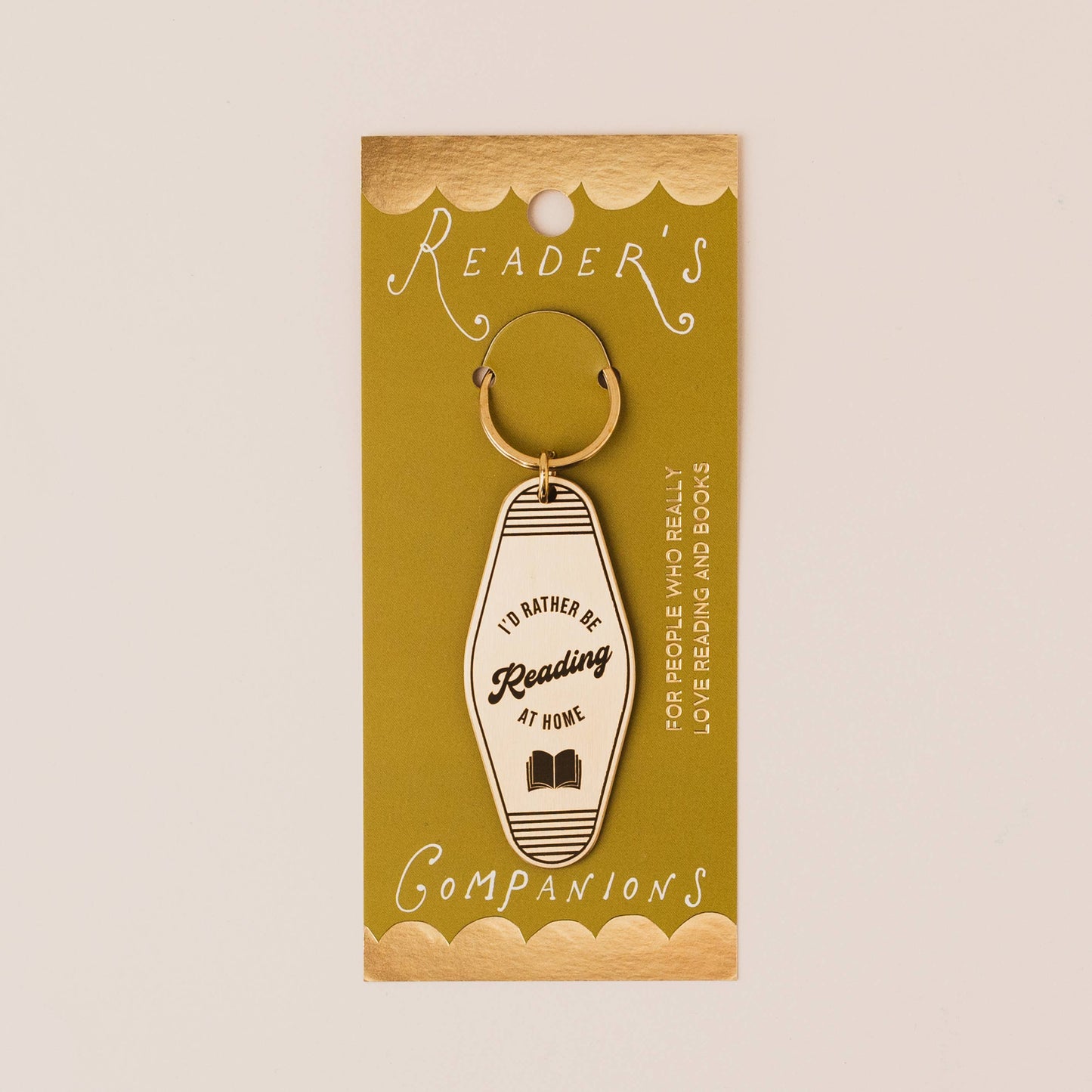 I'D RATHER BE READING AT HOME Reader's Companions Solid Brass Book Lover Keyring