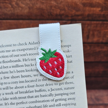 Strawberry | Embroidered Magnetic Bookmark | Book Accessory