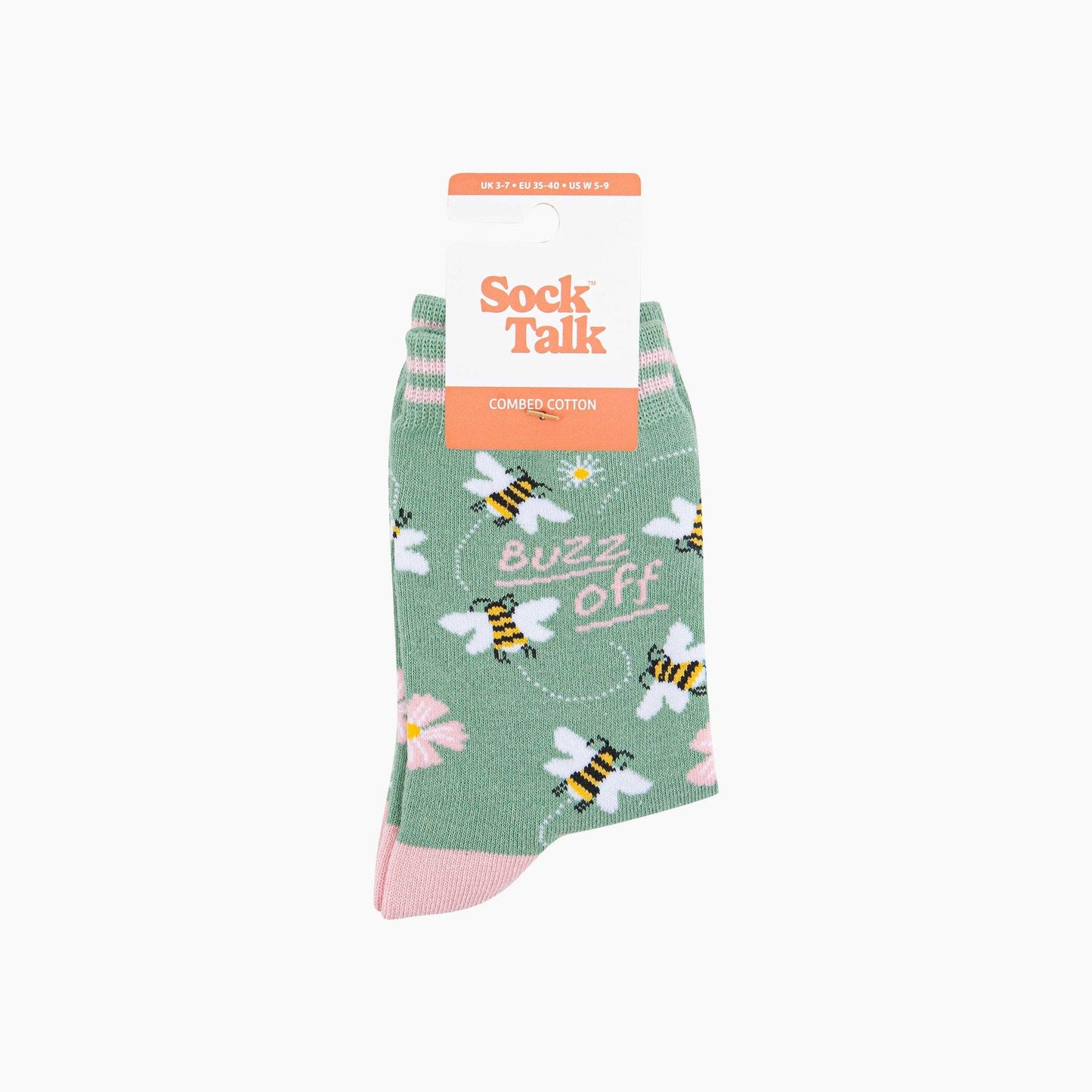 Buzz Off Bee Combed Cotton Socks in Sage Green