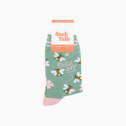 Buzz Off Bee Combed Cotton Socks in Sage Green