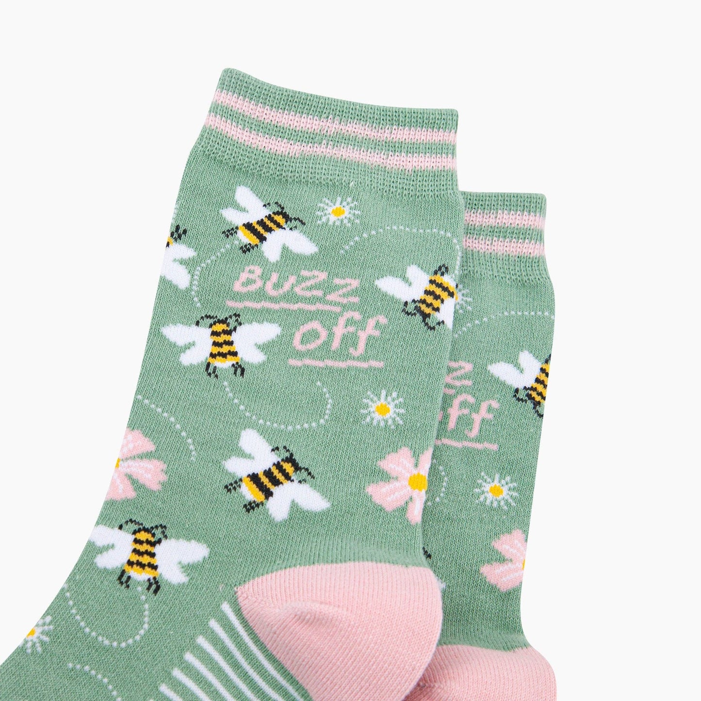 Buzz Off Bee Combed Cotton Socks in Sage Green