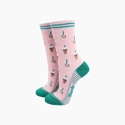 Iced Coffee Bamboo Socks in Pink